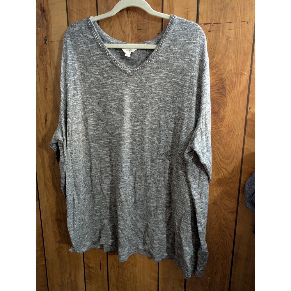 Terra & And Sky Shirt Plus Size 4X 28 30 Top Tunic Rhinestone Neck Cutout Sleeve